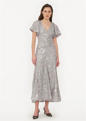 Lara Sequin chiffon midi kjole Alloy Light Gray ROTATE By Birger Christensen 